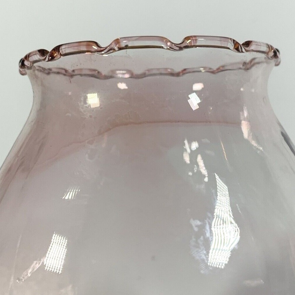 Set of 2 Home Interiors Ruffled Glass Votive Candle Holders Pink Optic Vintage - Picture 6 of 8